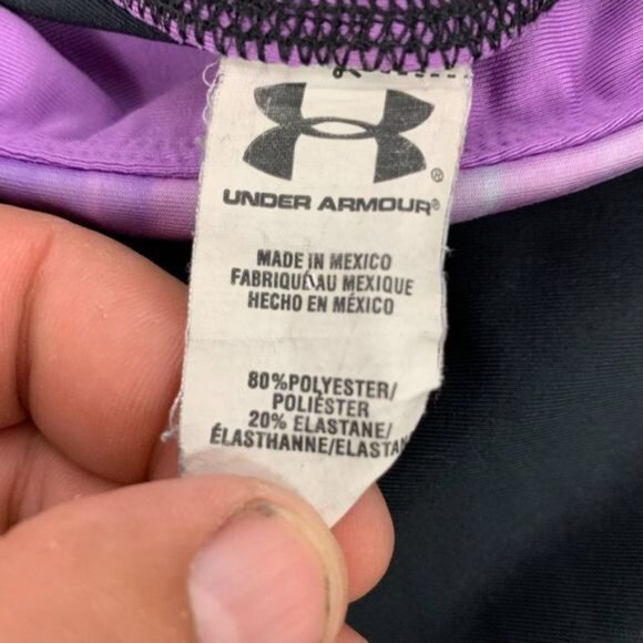 Under Armour HeatGear Alpha Black & Purple Compression Leggings Size M - Picture 4 of 9